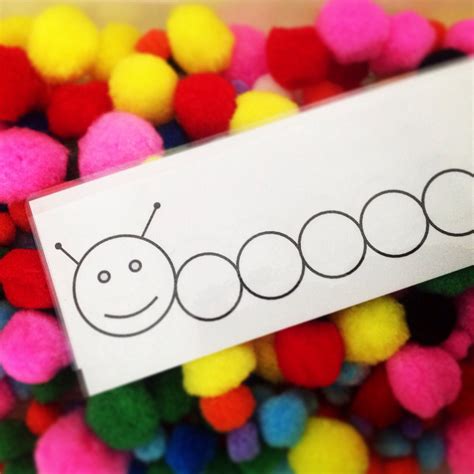 This pom pom caterpillar munches through his own leaf. Pattern - Caterpillar Cards. Kit contains pom poms and 6 ...