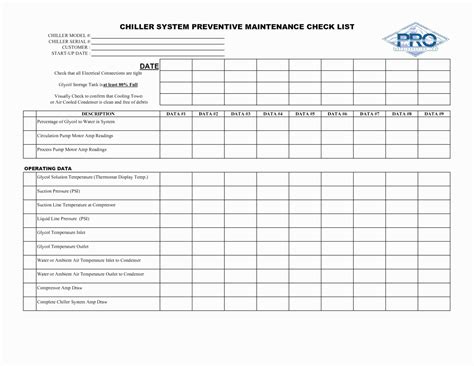 Chiller Preventive Maintenance Checklist Excel Savkamarcellus