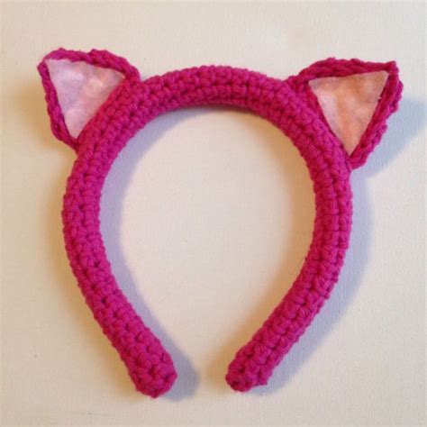 Pink Crocheted Cat Ears Headband Crochet Accessories Cat Ears