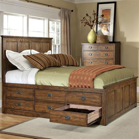 Oak Park King Bed With 12 Storage Drawers By Intercon Bed Frame With