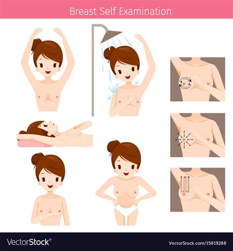 Naked Woman Breast Self Examination Royalty Free Vector