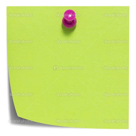 Vert pense-bête carrée, avec épingle rose, isolé sur fond blanc et avec ...