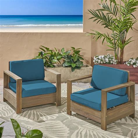 Fast & free shipping on many items! Noble House Devon Brushed Grey Wood Outdoor Lounge Chairs ...