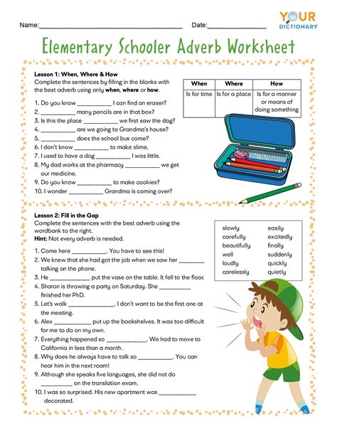 Adverb Worksheets For Elementary And Middle School