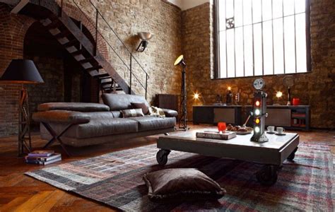 Industrial Living Rooms With Eccentric Brick Walls