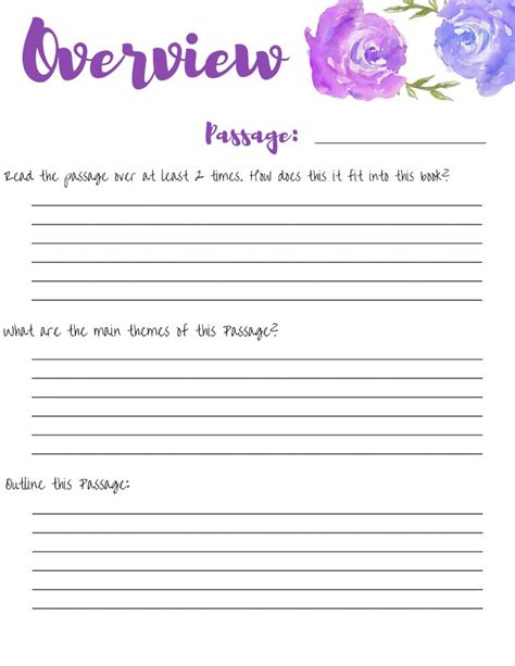 An Open Page With Flowers On It And The Words Overview Passage Written