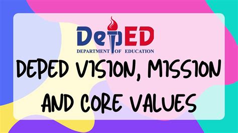 Deped Vision Mission And Core Values Youtube