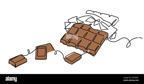 Chocolate Bar One Continuous Line Drawing Unfolded Chocolate Minimal Vector Illustration With