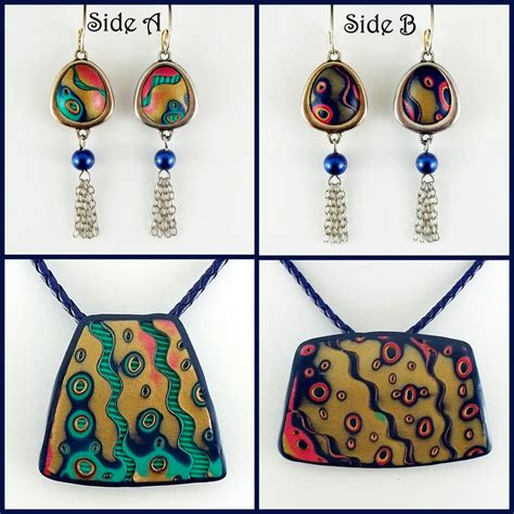 2 Good Claymates Left Over Mokume Made Into Interchangeable Jewelry Pieces
