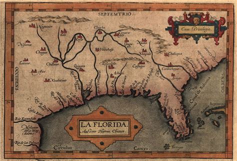 15841 La Florida From The 1584 Edition Of Abraham Ortelius Map Of