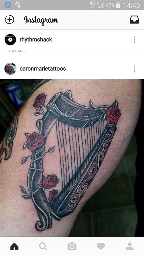 my-irish-harp-english-rose-tattoo-irish-tattoos