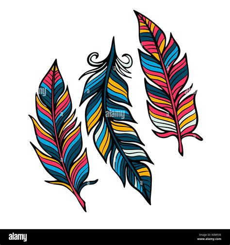 Feathers Vector Set In A Flat Style Icons Feathers Isolated On A Light