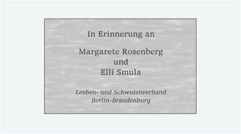 Erinnerung An Margarete Rosenberg Und Elli Smula Lsvd Berlin Brandenburg Lsvd Berlin Brandenburg