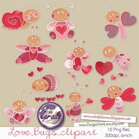 Love Bugs Clipart Valentine Love Bugs Clip Art Cute Bugs Digital Clip