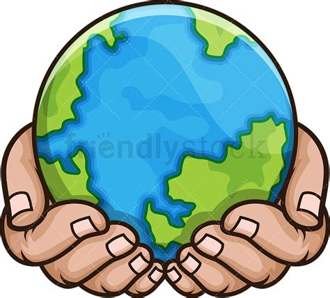 Hands Holding The Earth Cartoon Vector Clipart Friendlystock