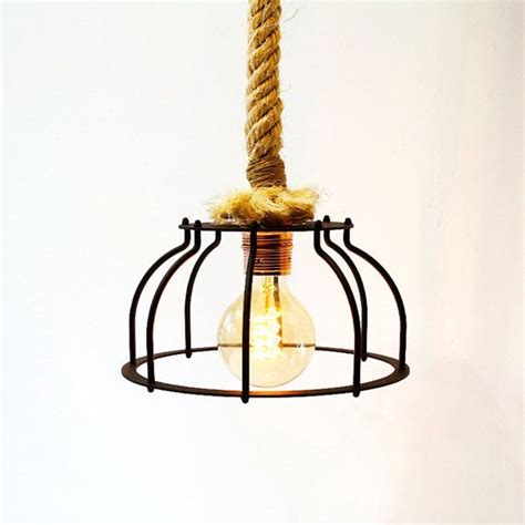 Cage Rope Pendant Light Hanging Industrial Lighting Rustic Handmade