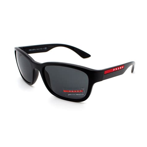 Prada Sport Mens Ps05vs 1bo5so Rectangle Sunglasses Black Gray