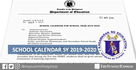 deped releases school calendar  sy
