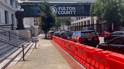 Barricades Placed Outside Fulton County Courthouse Ahead Of Possible