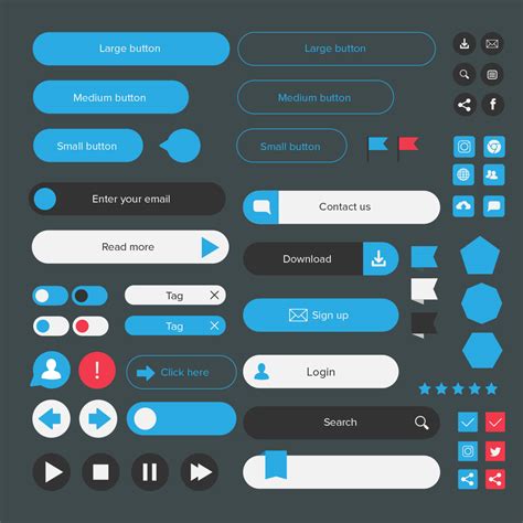 Vector Buttons And Icons Web Ui Kit Mels Brushes