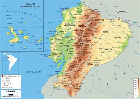 Ecuador Map Physical Worldometer