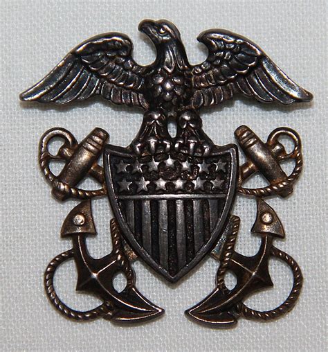H035 Early Wwii Us Navy Officers Sterling Garrison Cap Badge B And B
