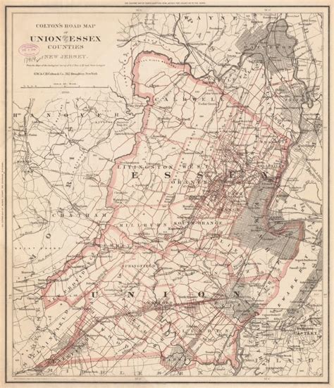 Coltons Road Map Of Union And Essex Counties New Jersey Copy 1
