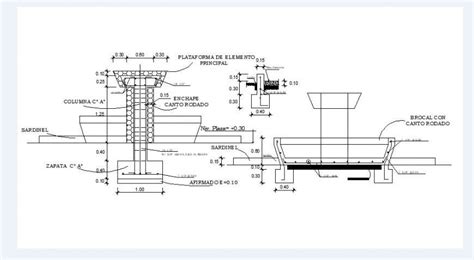 Garden Fountain Section And Structure Cad Drawing Details Dwg File