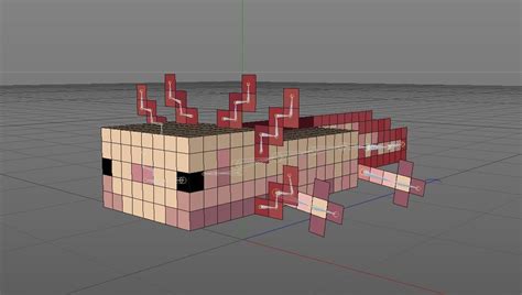 Rigged Minecraft Axolotl 3d Model Rigged C4d