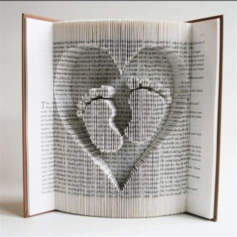 Book Folding Pattern Baby Feet In Heart Includes Cuts Old Book Crafts
