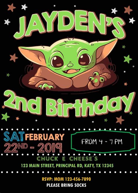 Baby Yoda Birthday Party Invitation Adorable Invite Birthday Party