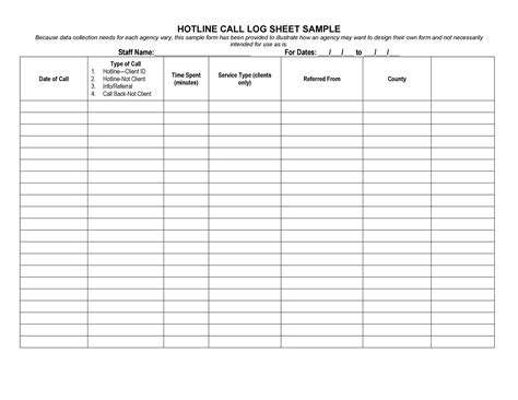 Printable Log Sheet