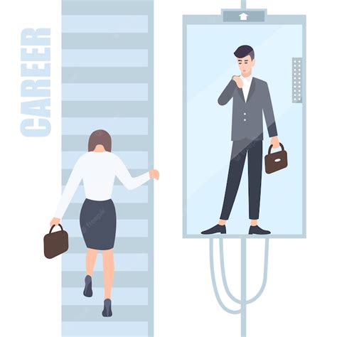 Premium Vector Gender Inequality Issues Concept Business Woman And Man Climb The Career