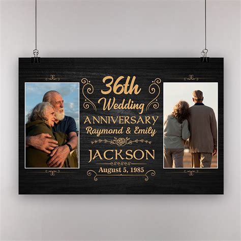 Personalized Photo Names And Date 36th Wedding Anniversary Ts Poster