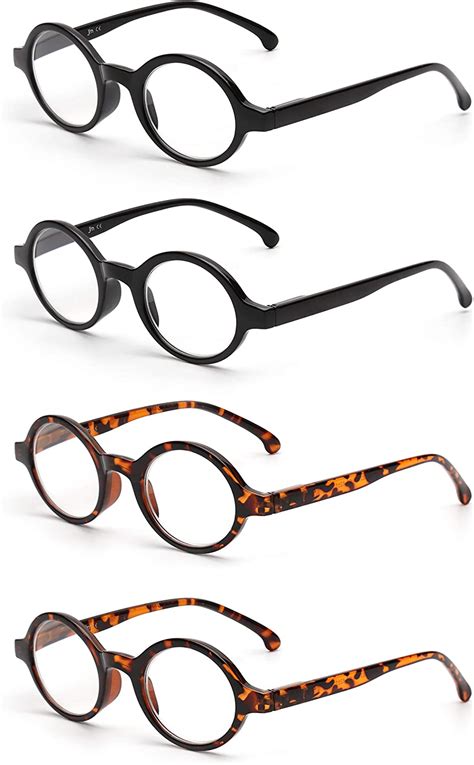 jm set of 4 retro round reading glasses spring hinge readers men women glasses for