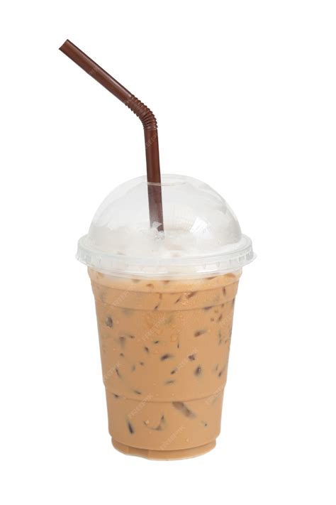 Premium Photo Iced Mocha Coffee In A Plastic Cup Isolated On White