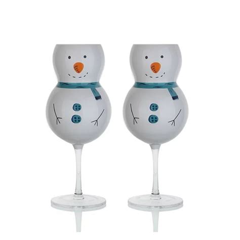 Snowman Shaped Christmas Wine Glasses Set Of 4 George Christmas Wine Glasses Christmas Wine