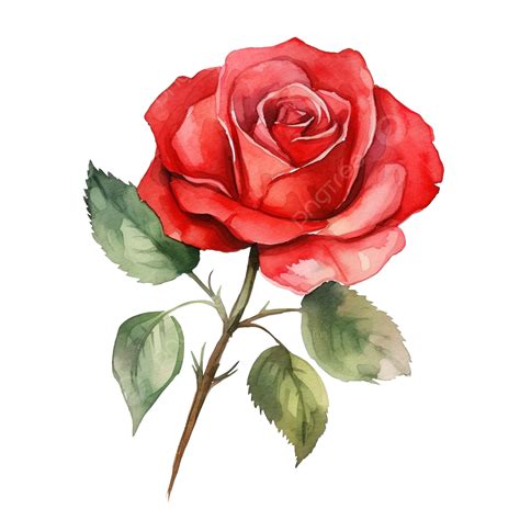 One Red Rose Watercolor Illustration Red Rose Flower Png Transparent