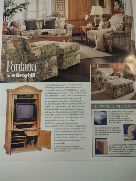 Broyhill Fontana Furniture Upholstery Living Room Vintage 1990s Print