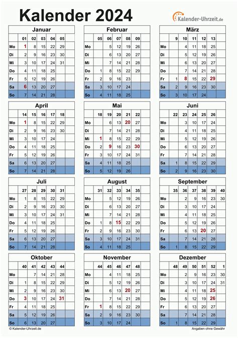 Kalender 2024 Zum Ausdrucken Kostenlos