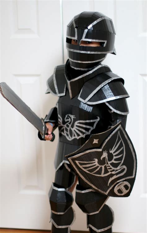 Black Knight Costume Knight Costume Cardboard Costume Kids Costumes