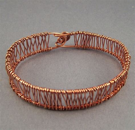 Items Similar To Copper Weave Wire Wrapped Cuff Bracelet On Etsy