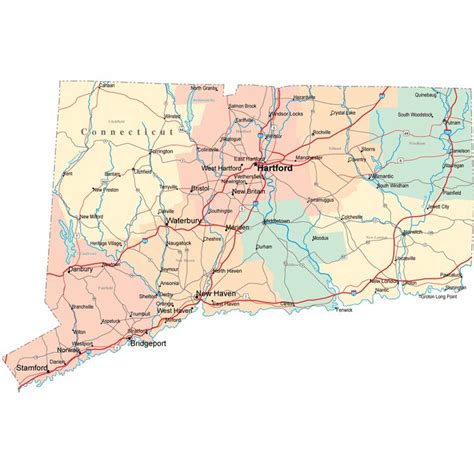 Connecticut Road Map Ct Road Map Connecticut Highway Map Map