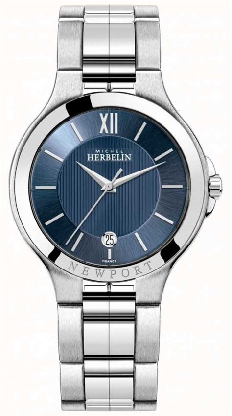 michel herbelin mens newport watch with a blue dial 12298 b15 first class watches™