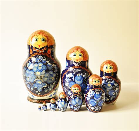 10 Vintage Russian Nesting Dolls Matryoshkas Large Size