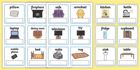 Eal Everyday Objects At Home Editable Cards With English Editable