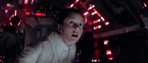 Scared Carrie Fisher  By Star Wars Find And Share On Giphy