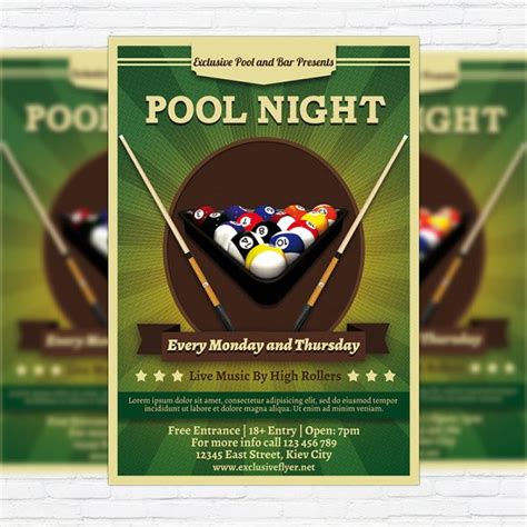 Pool Night Premium Flyer Template Facebook Cover Exclsiveflyer