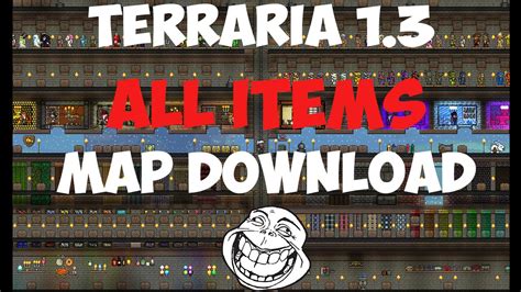 Terraria 14 All Items Map With Download 2022 Youtube