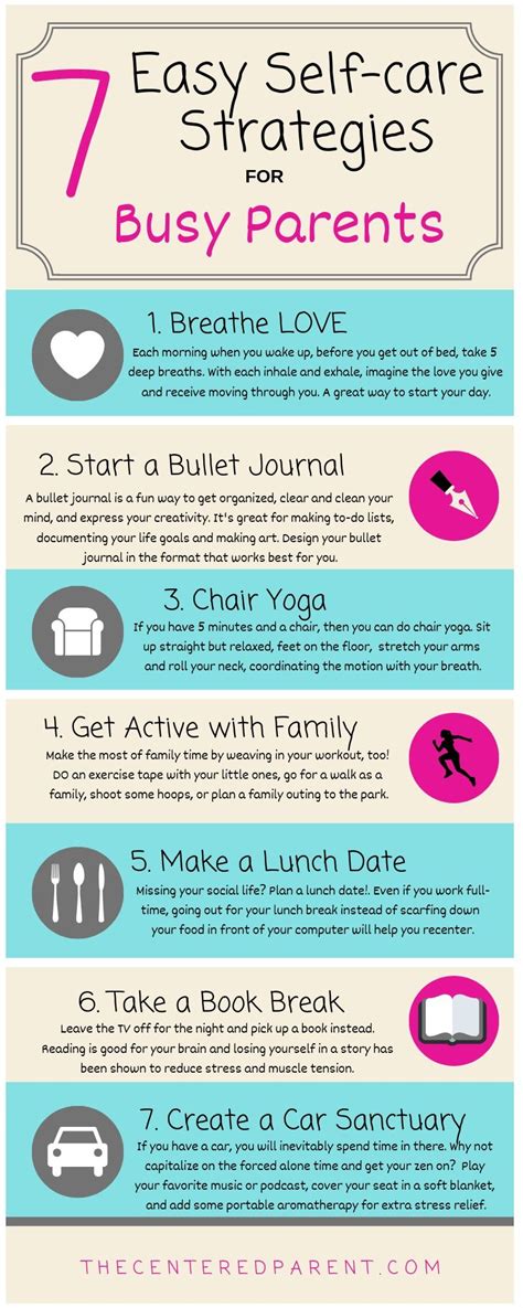 7 Easy Self Care Strategies For Busy Parents Infographic Busy